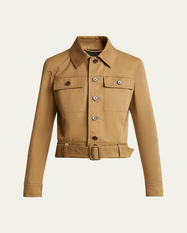 Collared Button Down Belted Jacket